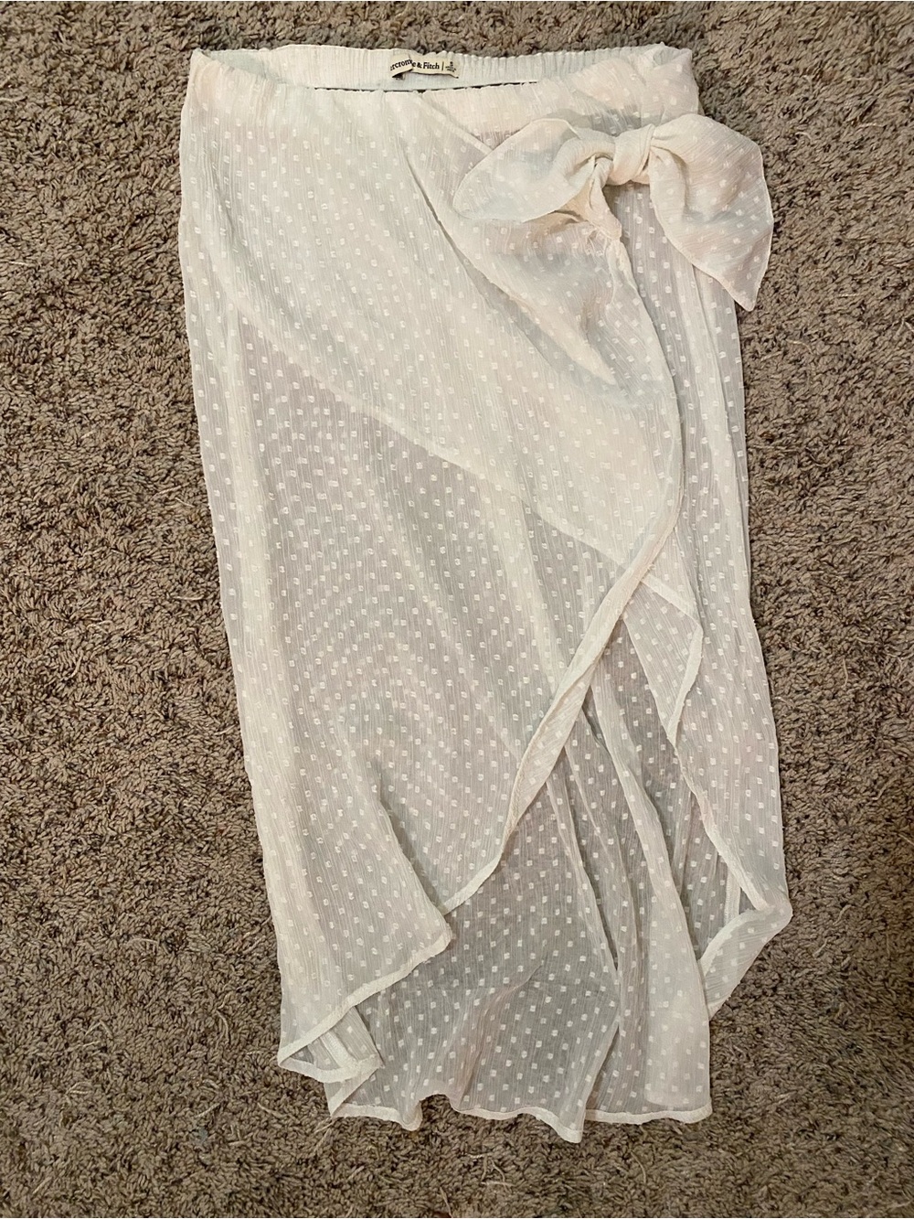 Abercrombie & Fitch Sheer Dotted White Wrap Swim Coverup Skirt